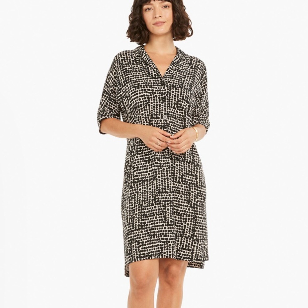 Nic and Zoe Black and White Patterned dot Dress NWT